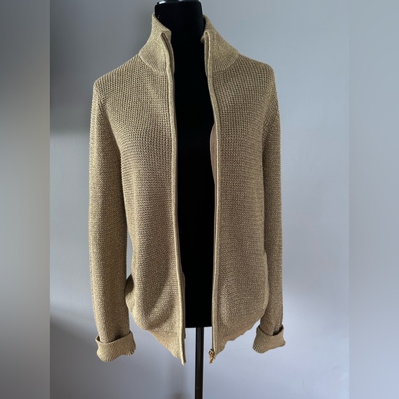 Lauren Ralph Lauren Tan Zip-Up Cardigan - Picture 2 of 11